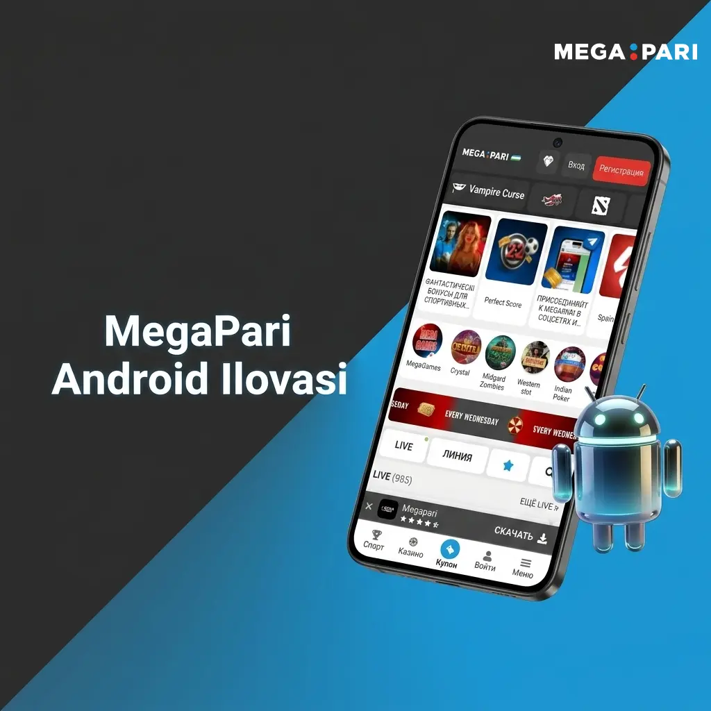 MegaPari Android ilovasi bepul yuklab olish, mobil tikish va kazino o'yinlari uchun qulay platforma
