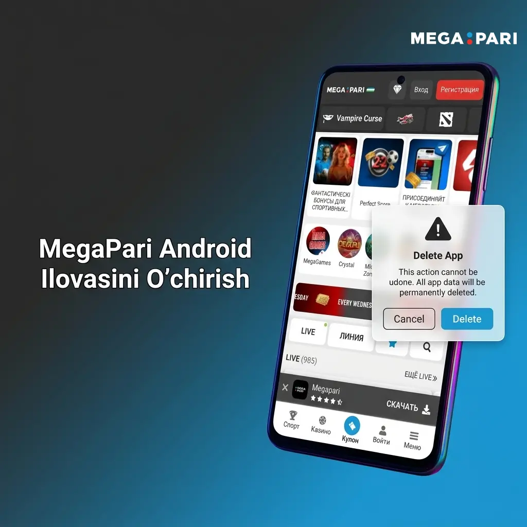 MegaPari ilovasini Android qurilmadan o'chirish bo'yicha ko'rsatmalar va sozlamalar menyusi