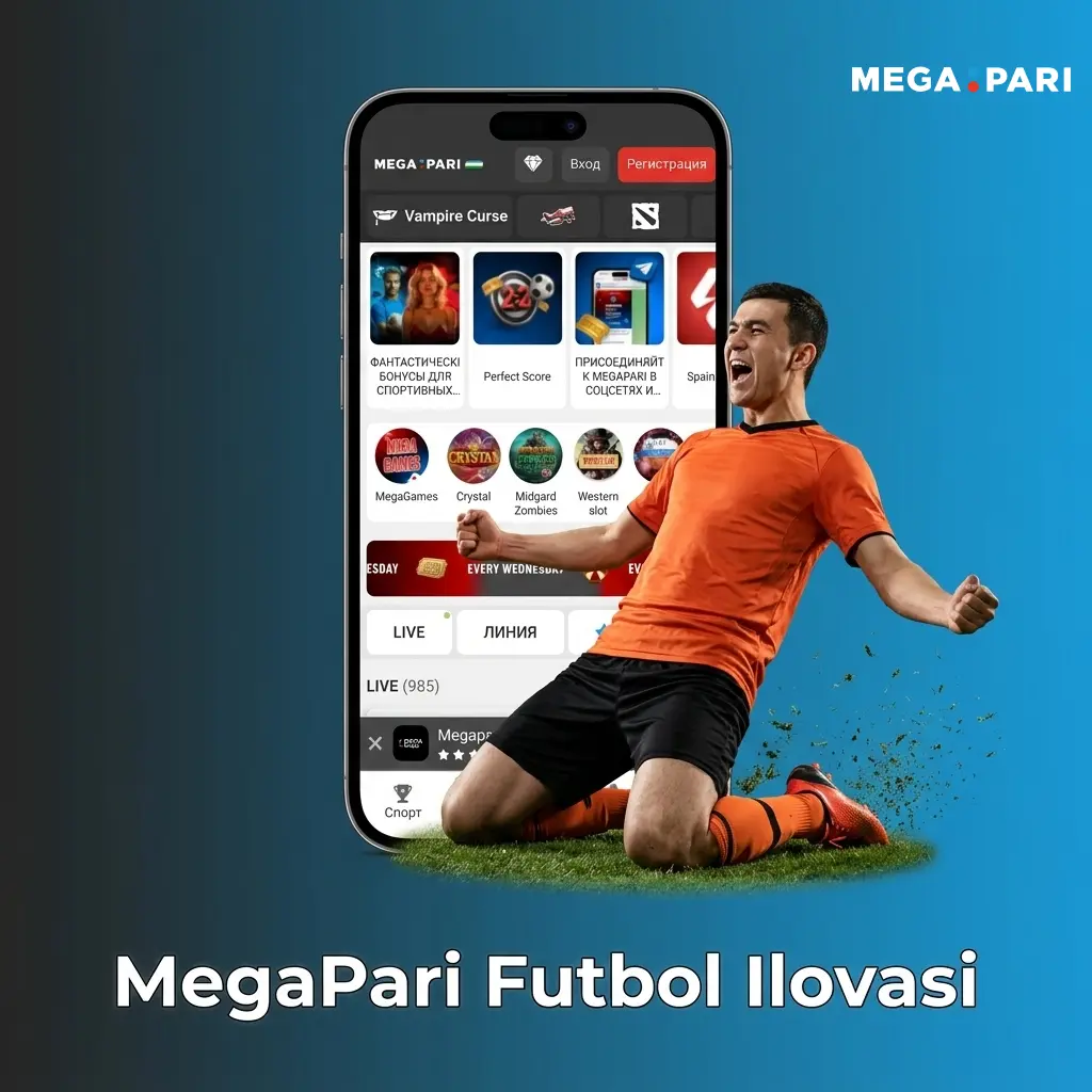 MegaPari mobil ilovasi Android va iOS uchun futbol tikish, jonli statistika va depozit imkoniyatlari