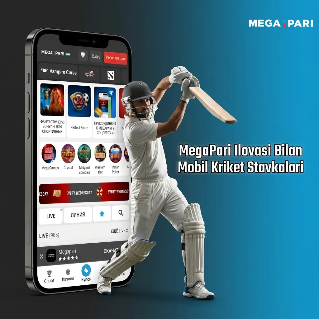 MegaPari mobil ilovasi orqali kriket stavkalari — Android va iOS qurilmalar uchun real vaqtda tikish