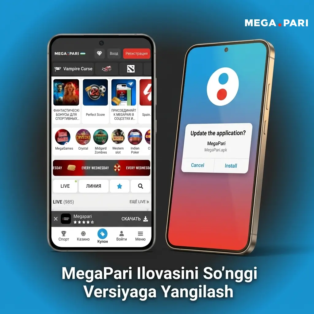MegaPari Android ilovasini yangilash uchun rasmiy saytdan APK yuklab o'rnatish bosqichlari