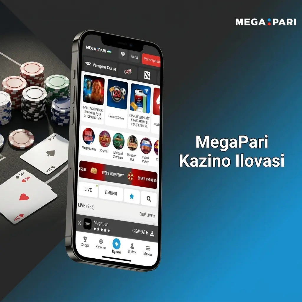 MegaPari kazino ilovasi: 5000+ o'yin, jonli dilerlar, slot va stol o'yinlari bir joyda