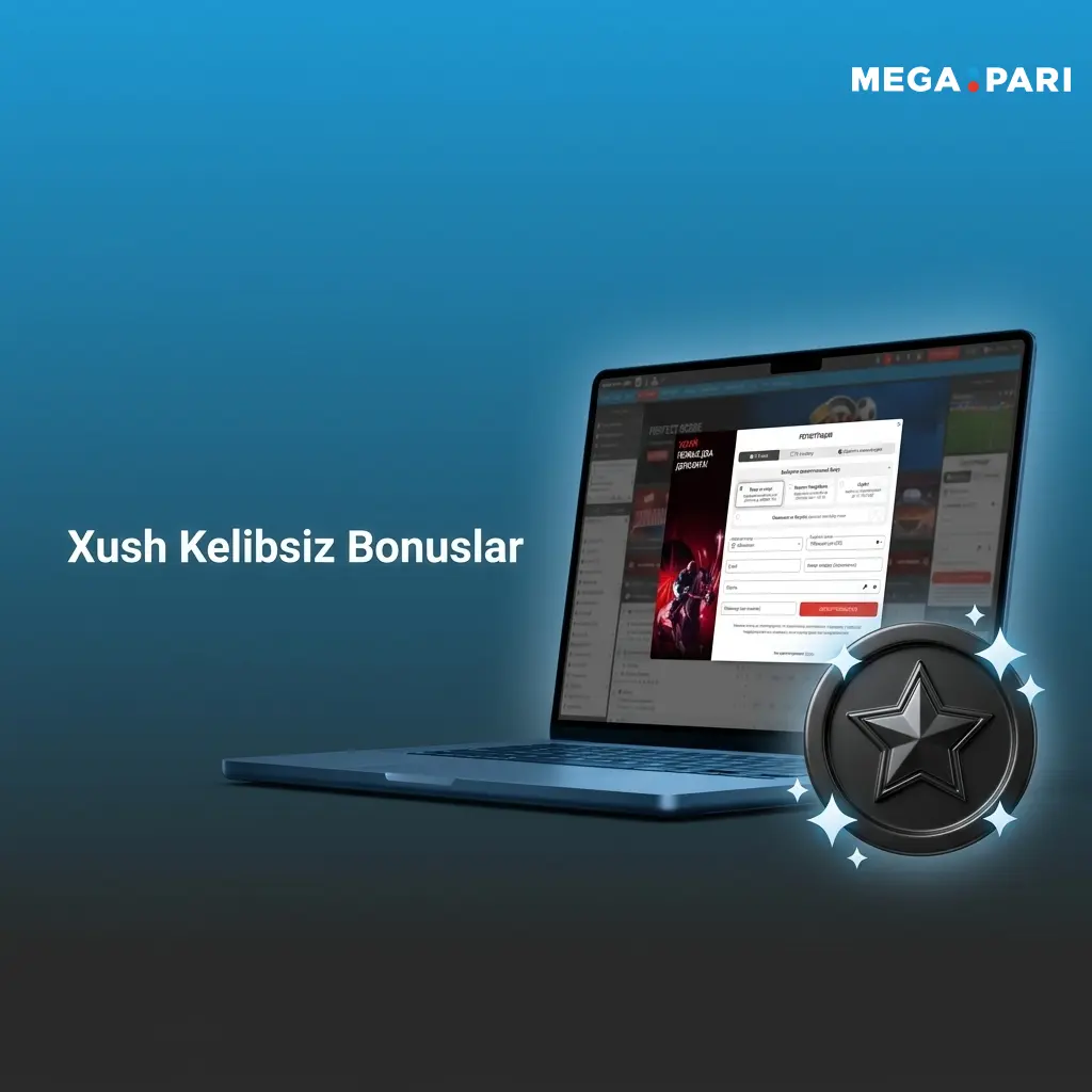 MegaPari xush kelibsiz bonuslari: sport tikish 200% va kazino 100% bonus hamda 150 bepul aylanmalar.