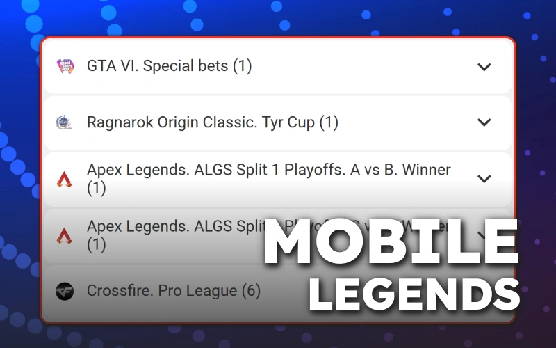 Mobil turnirlar jamoalarini qo'llab-quvvatlash uchun MegaPari esports liniyasidan foydalaning.