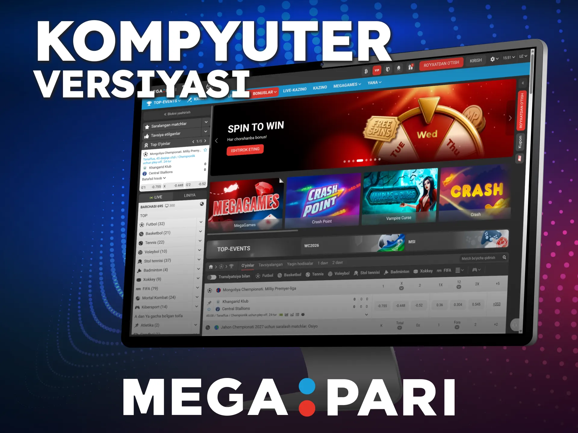 Kompyuterda qulay navigatsiya uchun MegaPari dasturini yuklab oling.