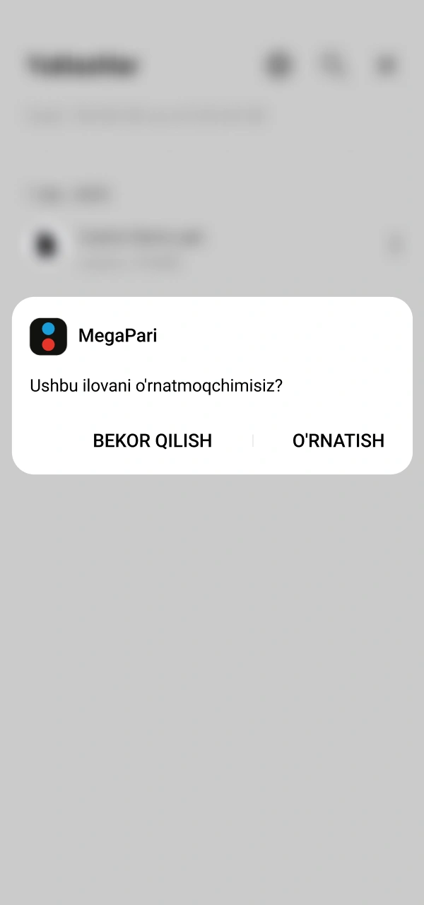 Faylni ishga tushirib MegaPari APK Android qadamlarini yakunlang.