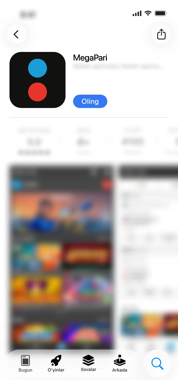 Yuklash jarayonini boshlash uchun MegaPari iOS qadamlarini bajaring.