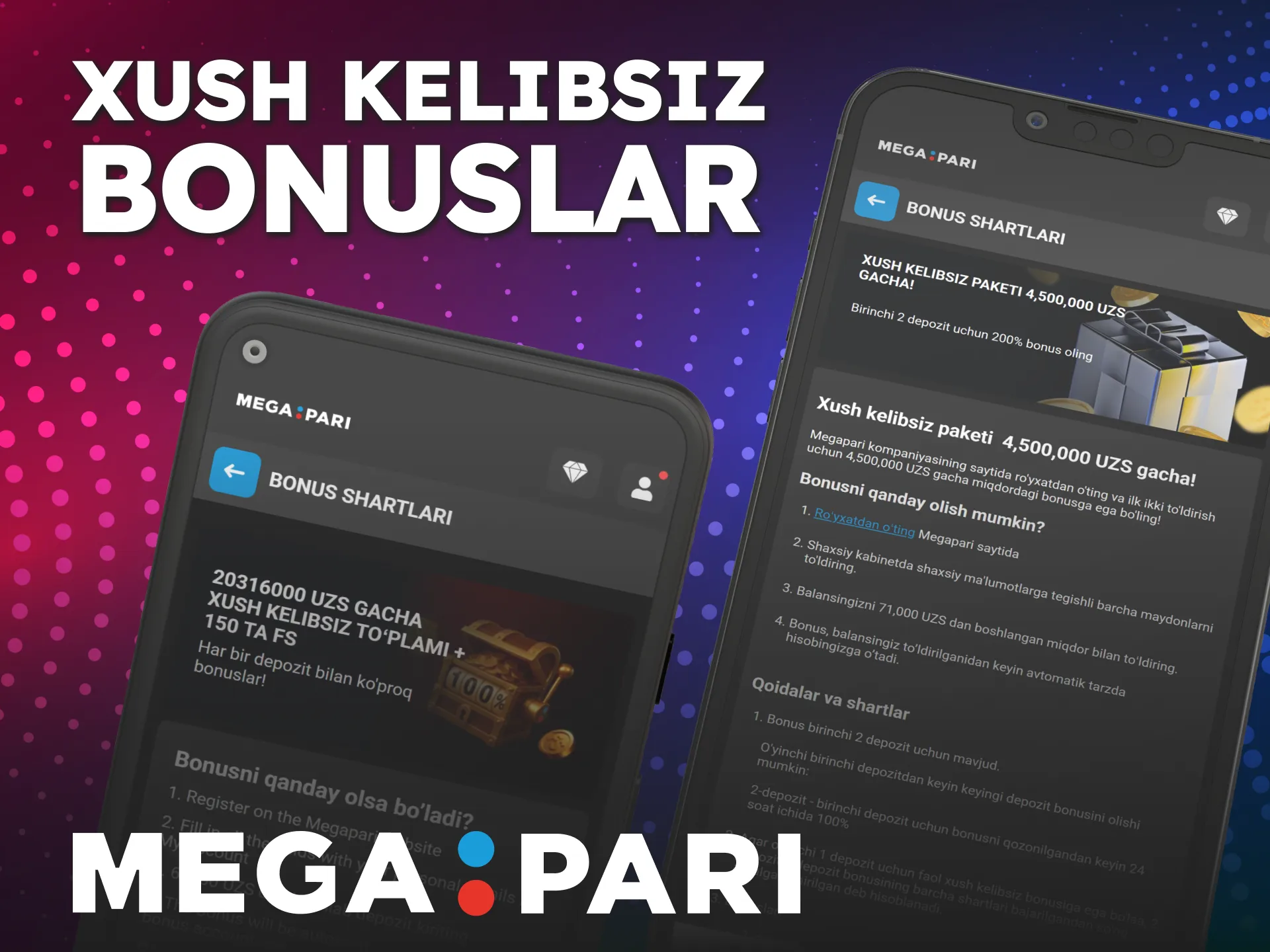 Smartfon yordamida birinchi sovg'alarni rasmiy MegaPari Ilova orqali oling.