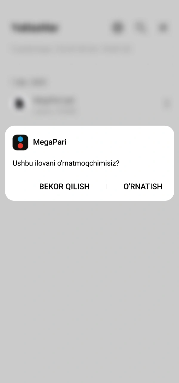 Modernizatsiya jarayonini to'liq yakunlab MegaPari Ilova Android amalini tugating.