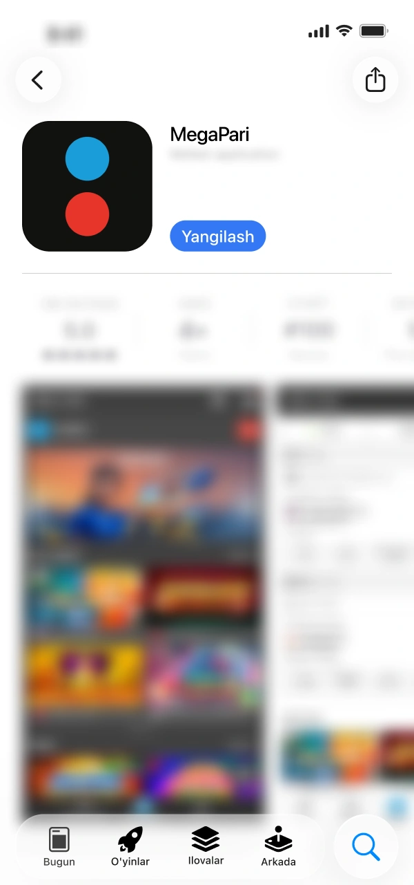 Dasturni modernizatsiya qilishda MegaPari Ilova iOS qoidalarini qo'llang.