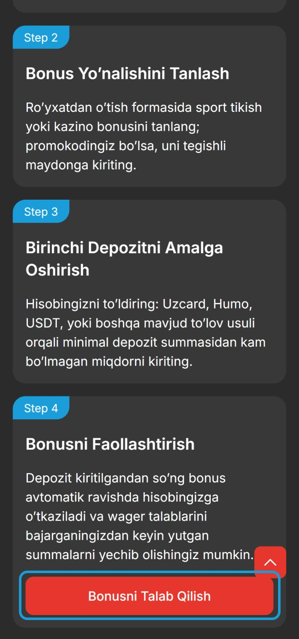 Profil yarating va yangi MegaPari Ro'yxatdan o'tish xush kelibsiz bonusini oling.
