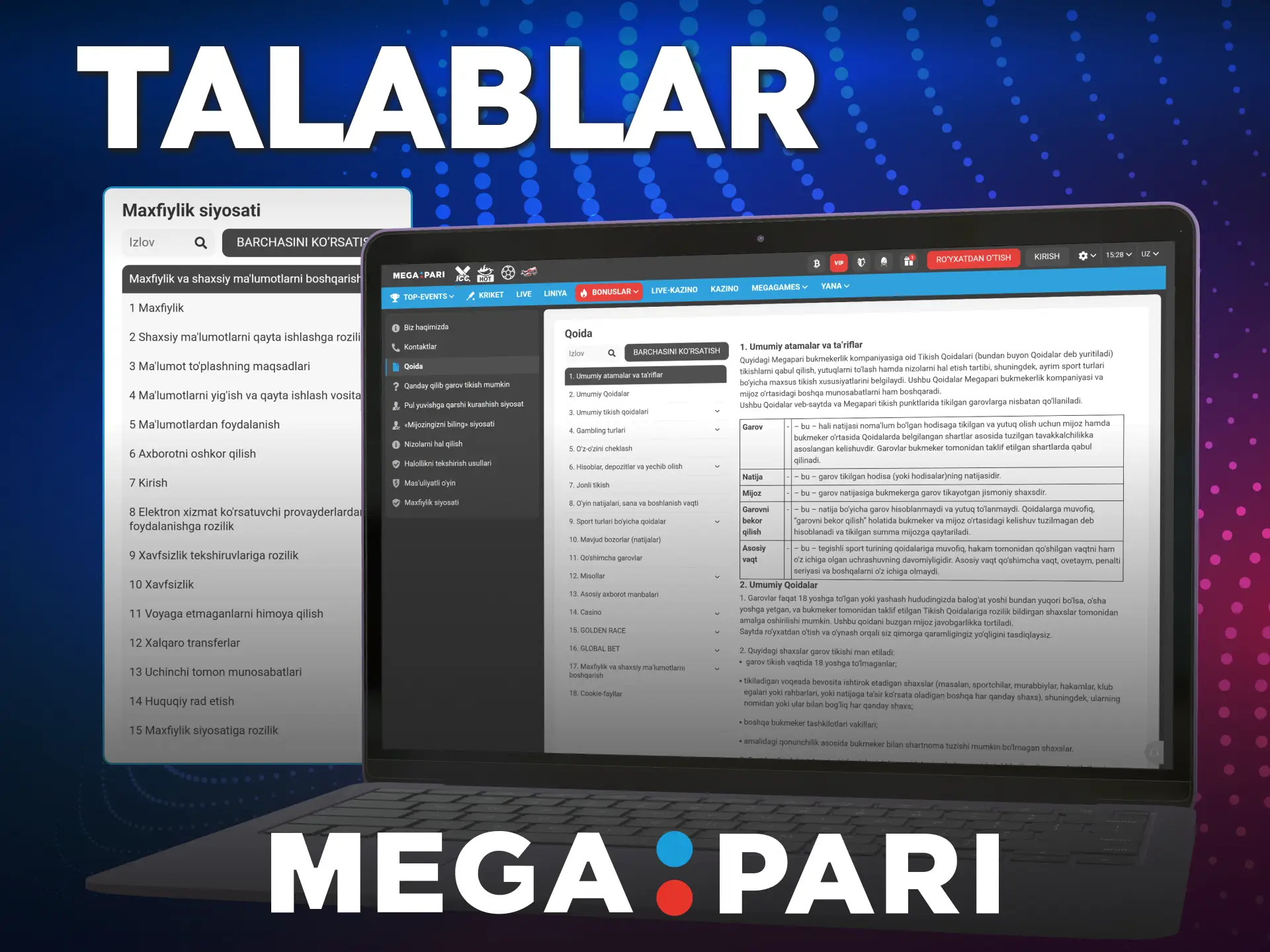 Yangi hisob ochishdan oldin MegaPari Ro'yxatdan o'tish talablari bilan tanishing.